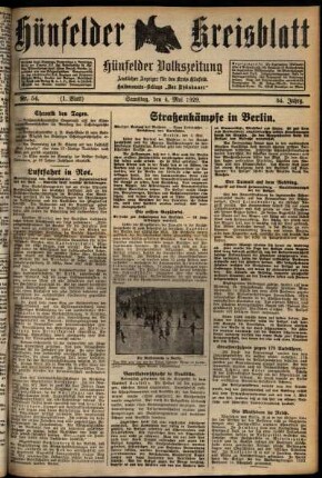 Erste Ausgabe vom Samstag, den 04. Mai 1929.