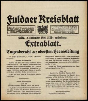 Ausgabe vom Samstag, den 02. September 1916.
