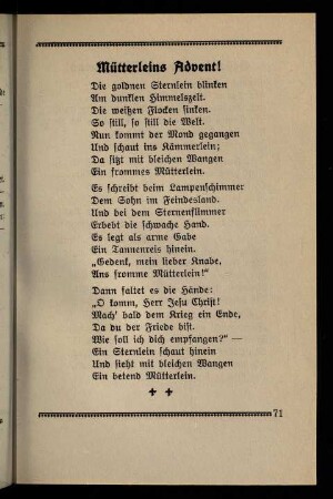71, Mütterleins Advent