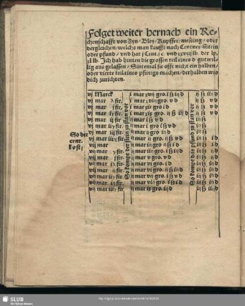Folget weiter hernach ein Rechenschafft von Zyn, Bley, Kupffer …