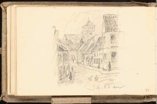 Skizzenbuch: Straße in Schildau, perspektivische Ansicht