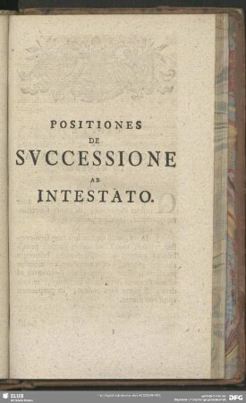 Positiones De Successione Ab Intestato