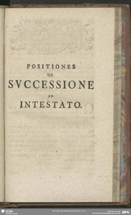 Positiones De Successione Ab Intestato