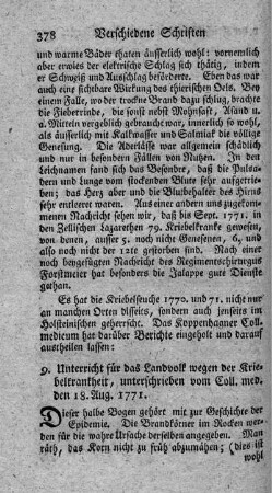 Unterricht für das Landvolk wegen der Kriebelkrankheit.