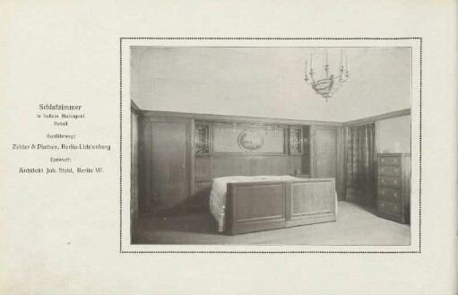 Schlafzimmer in hellem Mahagoni. Detail