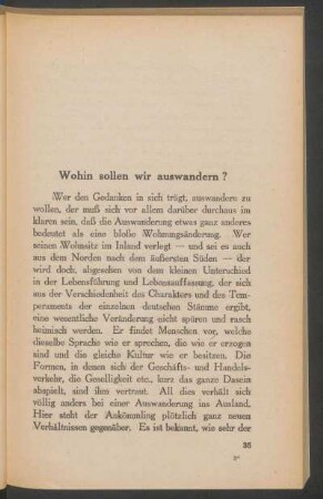 Wohin sollen wir auswandern?