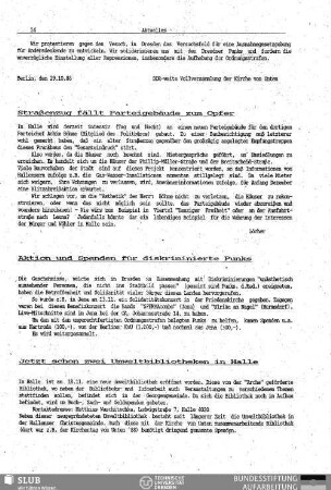 Aktion und Spenden für diskriminierte Punks