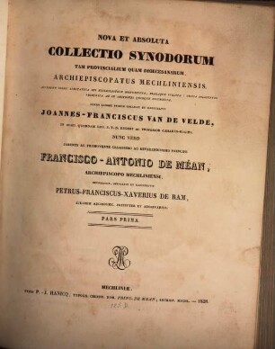 Nova et absoluta collectio synodorum tam provincialium quam dioecesanarum, archiepiscopatus Mechliniensis, 1