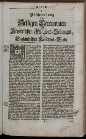 I. Beschreibung Der Heiligen Ceremonien Und Aeusserlichen Religions-Uebungen, In der Engländischen Episcopal-Kirche