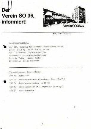 Schriftwechsel: Bewohnerbeteiligung bei Sanierung der Wiener Straße 44 und Reichenberger 108, 1983 bis 1984