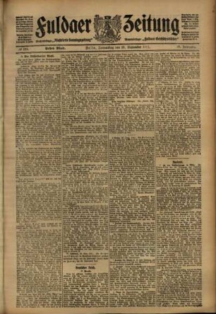 Erste Ausgabe vom Donnerstag, den 21. September 1911.