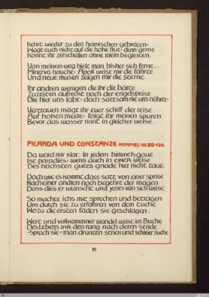 Picarda und Constanze (Picarda und Konstanze, Himmel III, 88 - 120) : [SW X/XI: h7]; [SW X/XI, S. 114-115/190-191]