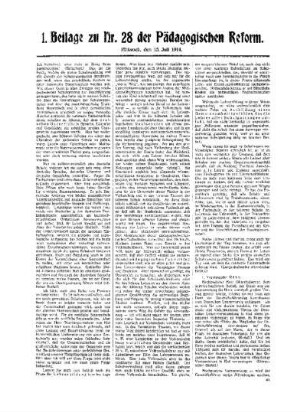 Die [nationale Einheitsschule] : [Fortsetzung aus dem Hauptblatt] ; 1. Beilage zu Nr. 28 der Pädagogischen Reform