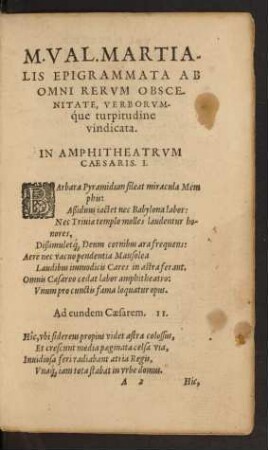 M. Val. Martialis Epigrammata Ab Omni Rerum Obscenitate, Verborumque turpitudine vindicata.