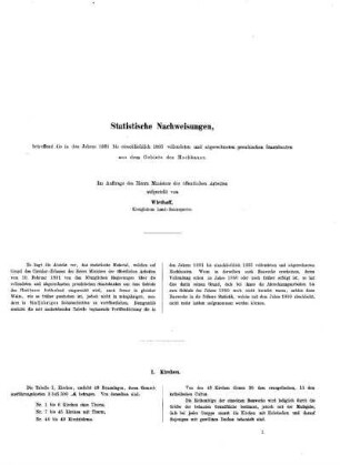 1881/1885, 1: Statistische Nachweisungen, betreffend die im Jahre ... vollendeten und abgerechneten, beziehungsweise nur vollendeten preußischen Staatsbauten aus dem Gebiete des Hochbaues