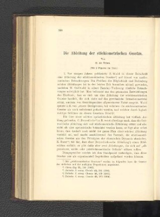 Die Ableitung der stöchiometrischen Gesetze.