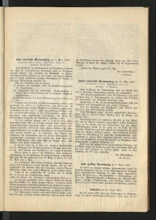 Zweite ordentliche Versammlung am 16. März 1889