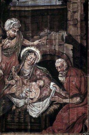 Bildfeld im Tonnengewölbe: Christi Geburt, Anbetung der Hirten