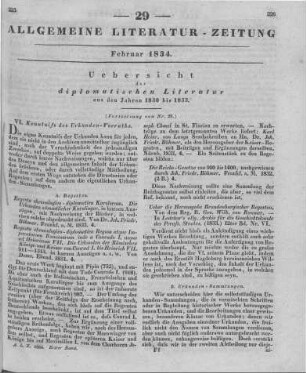 Übersicht der diplomatischen Literatur aus den jahren 1830-1833 (Fortsetzung von Nr. 28)