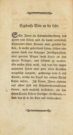 Ergebenste Bitte an die Leser