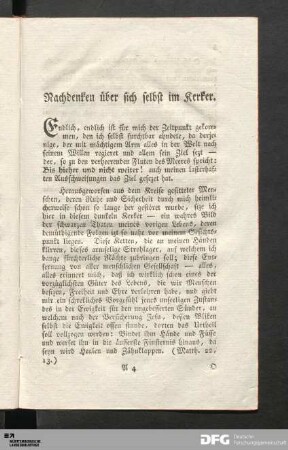 [1.] Nachdenken über sich selbst im Kerker.
