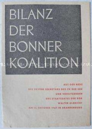 Sonderdruck der Nationalen Front mit Auszügen aus einer Rede von Walter Ulbricht zur Ostpolitik der bundesdeutschen Koalitionsregierung