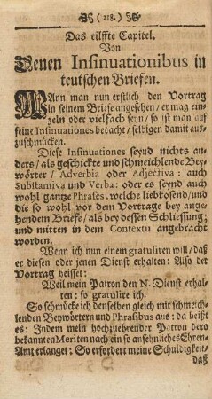 Das eilffte Capitel. Von Denen Insinuationibus in teutschen Briefen