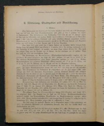 II. Witterung, Stadtgebiet und Bevölkerung.