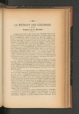 Le Budget des Colonies.