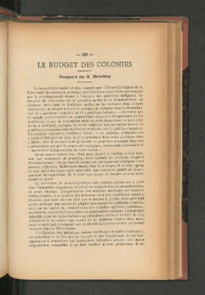 Le Budget des Colonies.