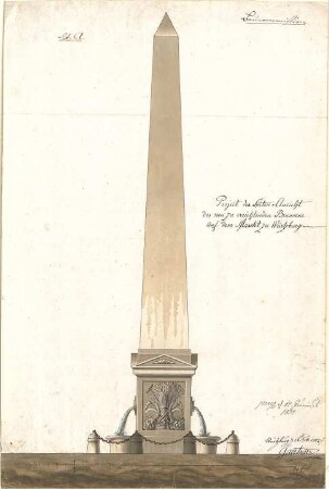 Gärtner, Andreas; Würzburg; "Project des neu zu errichtenden Brunnens auf dem Marckt zu Würtzburg" - Aufriss