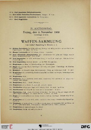 IV. Auctionstag: Freitag, den 9. November 1906, vormittags 10 Uhr (Nr. 858-1057)