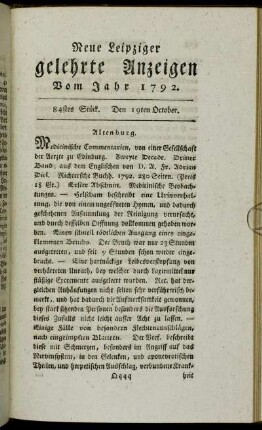 84stes Stück. Den 19ten October.