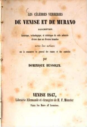 Les célèbres verreries de Venise et de Murano ... par Dominique Bussolin
