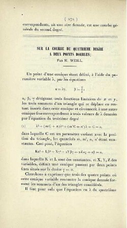 Sur la courbe du quatrième degré a deux points doubles.