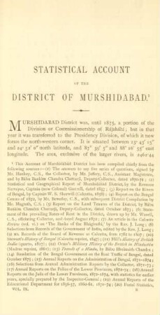 Statistical account of the district of Murshidabad
