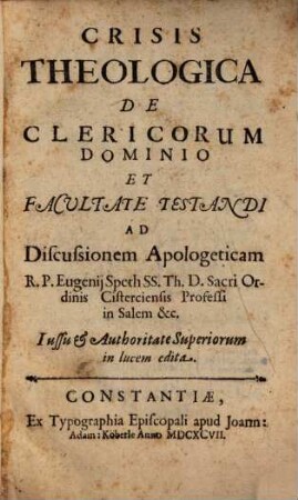 Crisis theologica de Clericorum Dominio