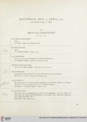 M. Metallarbeiten (Nr. 505-577)