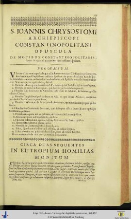 Opuscula de motus Constantinopolitanis.