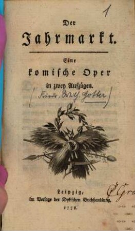 Operetten, 4. Der Jahrmarkt. Eine komische Oper in 2 Aufzügen