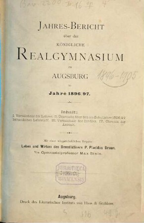 Jahresbericht. 1896/97