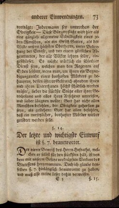 §. 14. Der letzte und wichtigste Einwurf ist §. 7. beantwortet.