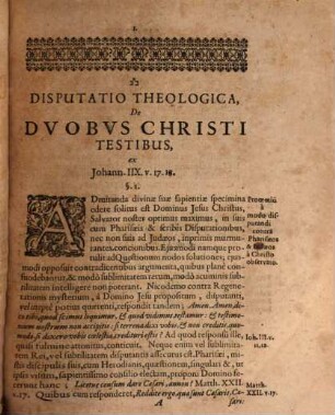 Disputatio Theologica, De Duobus Christi Testibus : ex Johann. IIX. v. 17. 18.