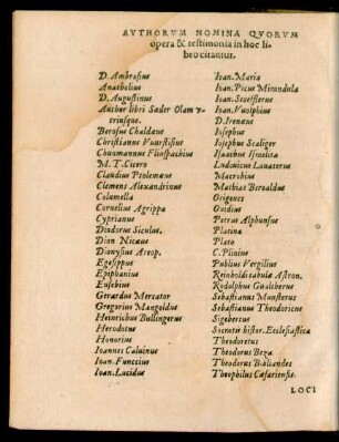 Authorum Nomina ...