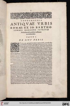 Topographia antiquae urbis Romae, ex Io. Bartoholmaeo Marliano patritio mediolanense praesenti instituto accommodata