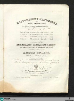 Historische Symphonie : im Styl und Geschmack vier verschiedener Zeitabschnitte; 116tes Werk. No. 6 der Symphonien