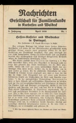 5. Jahrgang, Nr. 1, April 1930