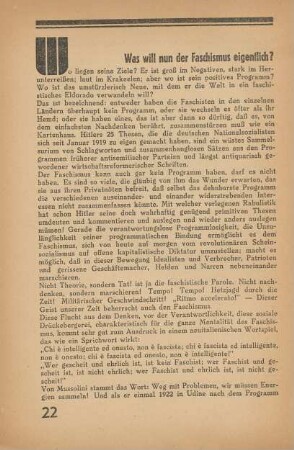 Was will nun der Faschismus eigentlich?