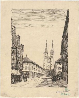 Fischer, Theodor; Würzburg, Münsterplatz; Sparkasse - Perspektive
