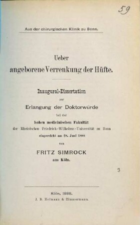 Ueber angeborene Verrenkung der Hüfte